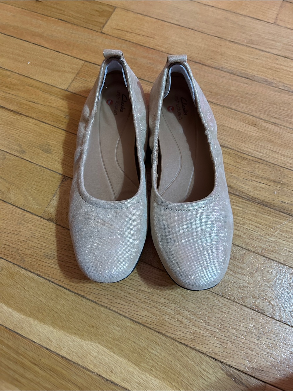 Clarks gold Shimmer Elastic-Top Ballet Flats